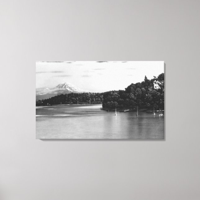 Impressão Em Tela Seattle, WA Lake Washington View e Rainier (Frente)