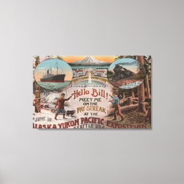 Impressão Em Tela Seattle, WAAD para o Alaska Yukon Pacific Expo. (Frente)