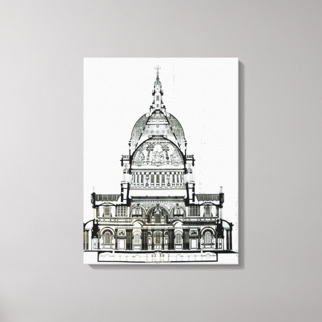 Impressão Em Tela Seção de Ruas. Catedral de Paul (Frente)