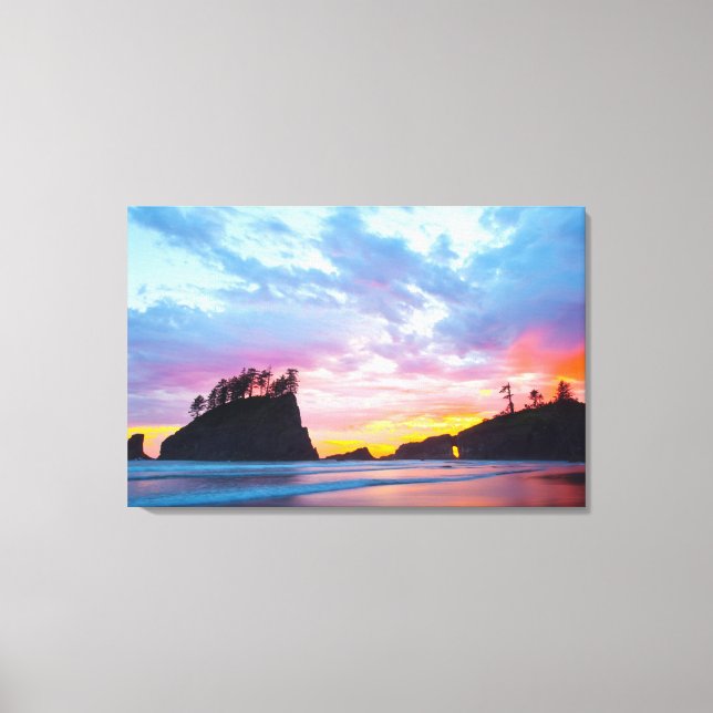 Impressão Em Tela Segunda praia no pôr do sol, Washington (Frente)