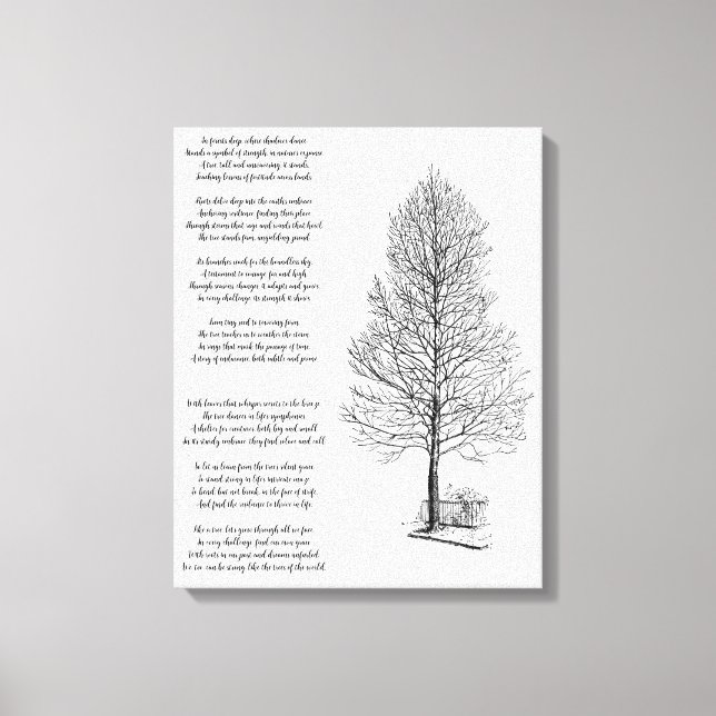 Impressão Em Tela Seja forte como arte de árvores e poema (Frente)