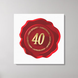 Impressão Em Tela selo vermelho da cera do 40th aniversário