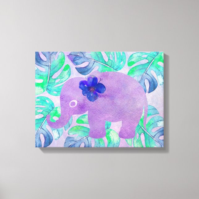 Impressão Em Tela Selva Tropical Monstera Folha de Elefante de Aquar (Frente)