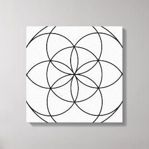 Impressão Em Tela Semente da Vida Geometria Sagrada preto e branco