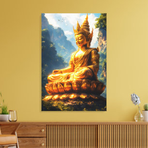 Impressão Em Tela Senhor Buda da Terra Dourada