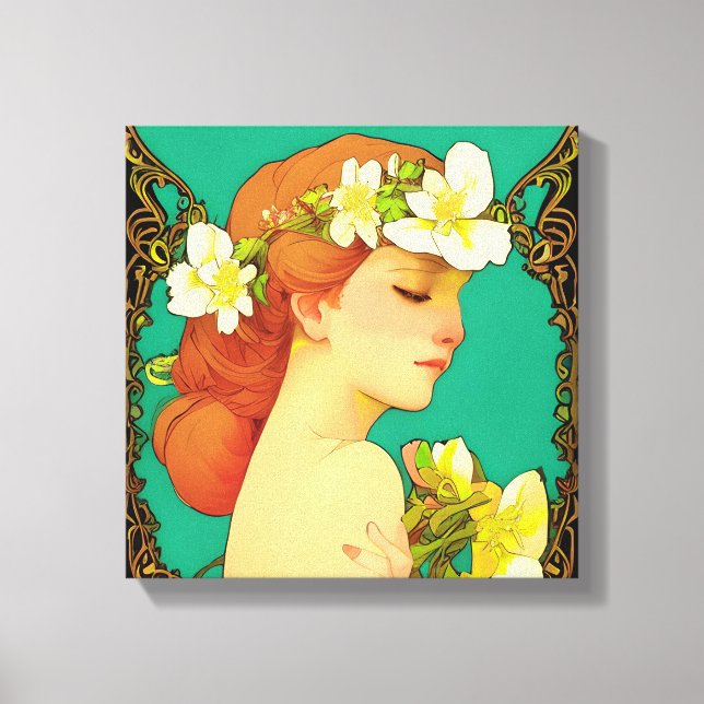 Impressão Em Tela Senhora Celta com Flores no Cabelo (Frente)