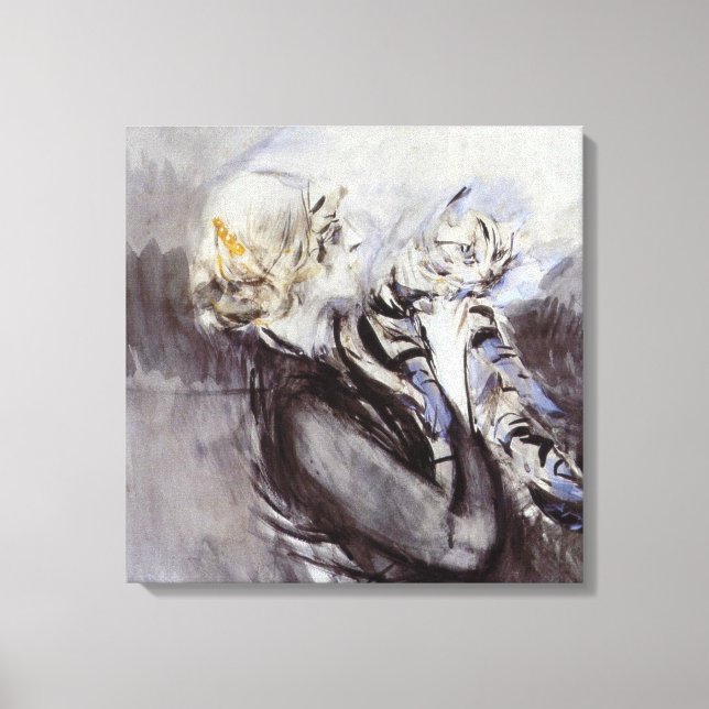 Impressão Em Tela Senhora com um gato de Cinza (por Giovanni Boldini (Frente)