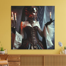 Impressão Em Tela Senhora Elegante Vitoriana Gótica Steampunk