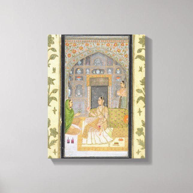 Impressão Em Tela Senhora sentada em um Pavilhão com tratadores, de (Frente)