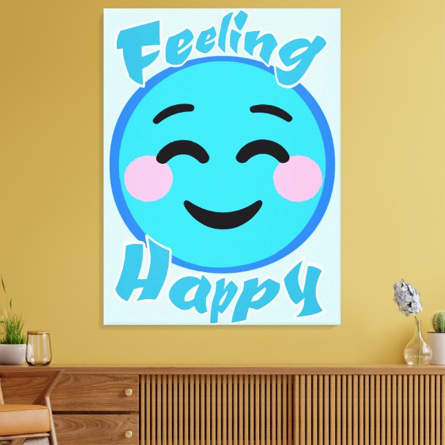 Impressão Em Tela Sentindo Feliz (Insitu(Sala de estar))