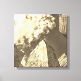 Impressão Em Tela Sepia Modern Skyline com Nuvens