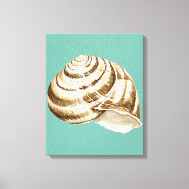 Impressão Em Tela Sepia Striped Shell em Teal (Frente)