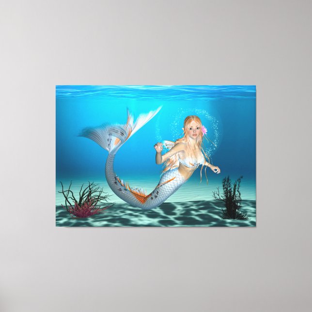 Impressão Em Tela Sereia Adorável (Frente)