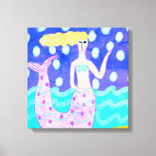 Impressão Em Tela Sereia Rosa Abstrato