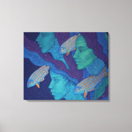 Impressão Em Tela Sereias e peixes, arte surreal de fantasia, submar