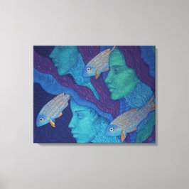 Impressão Em Tela Sereias e peixes, arte surreal de fantasia, submar