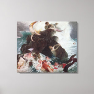 Impressão Em Tela Sereias em Play, 1886 (óleo na canvas)