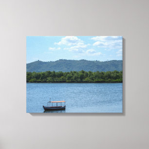 Impressão Em Tela Serene Coastal River Landscape With Traditional Wo