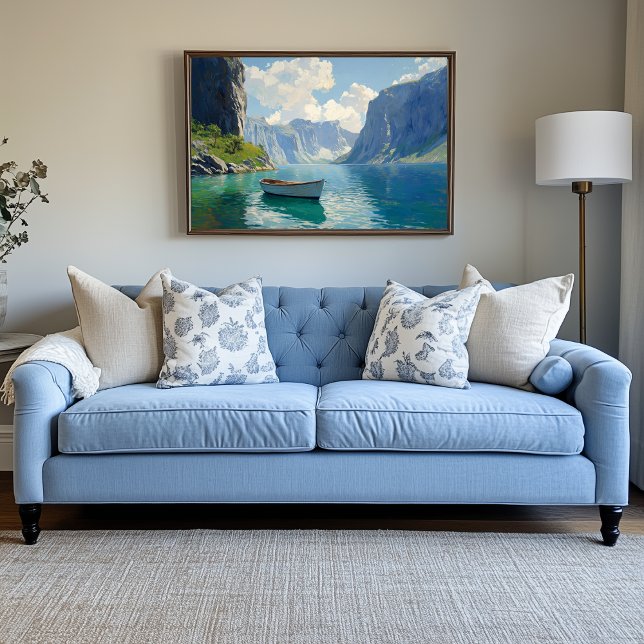 Impressão Em Tela Serene Fjord com Pulfiações de Torção (Fjord Artwork)