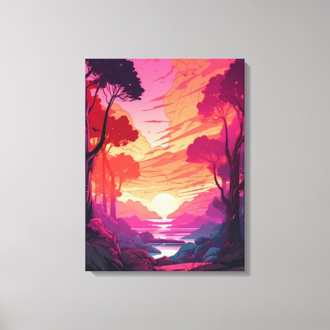 Impressão Em Tela Serene Pink Sunset: Impressão de Tela Esticada (Frente)
