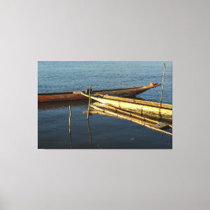 Impressão Em Tela Serene Waters: The Moored Canoes