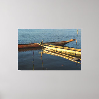 Impressão Em Tela Serene Waters: The Moored Canoes