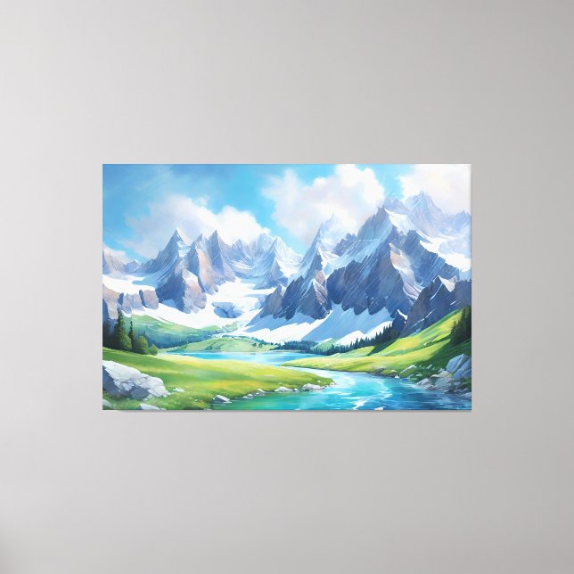 Impressão Em Tela Serenidade das montanhas natureza pacífica (Frente)