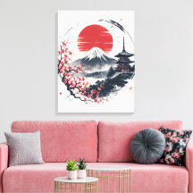 Serenidade do Pôr do Sol no Monte Fuji – Arte Japo