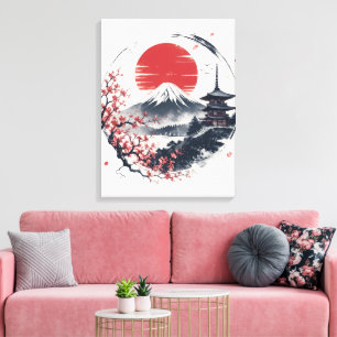Impressão Em Tela Serenidade do Pôr do Sol no Monte Fuji – Arte Japo