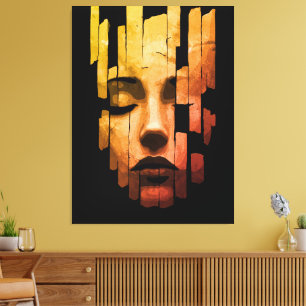 Impressão Em Tela Serenidade Fragmentada – Retrato Digital Surrealis
