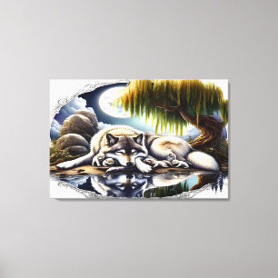 Impressão Em Tela Serenidade Ligada A Lobo Desmoronante 36x24