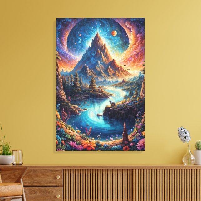 Impressão Em Tela "Serenidade Montanhosa Lua" (Insitu(Sala de estar))