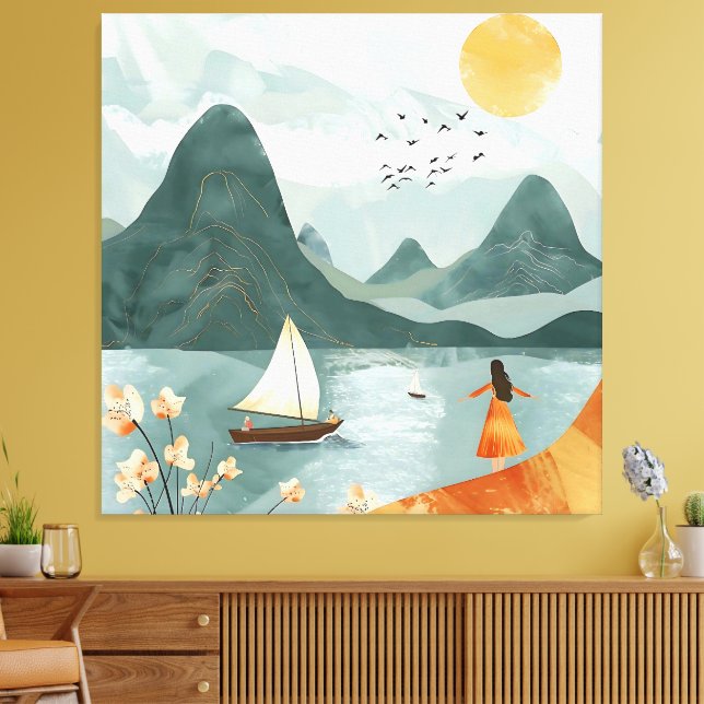 Impressão Em Tela Serenidade pelo mar (Insitu(Sala de estar))