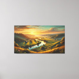Impressão Em Tela Sereno Vale do Pôr do Sol – Panorâmica Tranquila