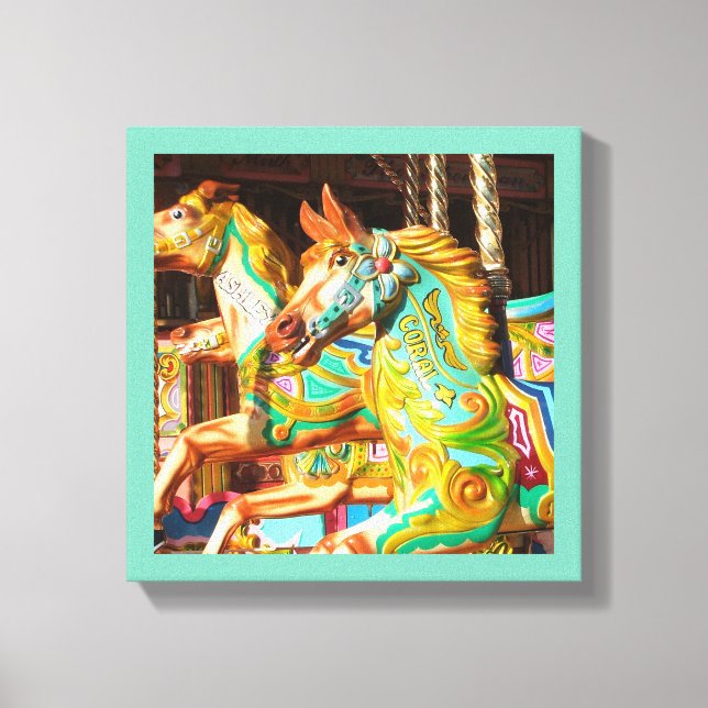 Impressão Em Tela Série carrossel pintada de feliz-volta 34 (Frente)