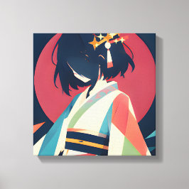 Impressão Em Tela Série Inspirada em Anime 1 Lua Carmesim