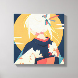 Impressão Em Tela Série Inspirada em Anime 3 Devaneio Dourado