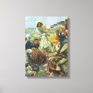 Impressão Em Tela Sermão da Montanha de Jesus Cristo, Religião Vinta