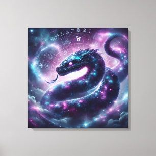 Impressão Em Tela Serpente Cósmica Zodíaco Astrologia Galáxia