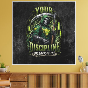 Impressão Em Tela Seu Disciplina ou Falta Dela Ceifador Grunge Verde