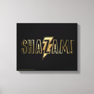 Impressão Em Tela SHAZAM! Logotipo Dourado