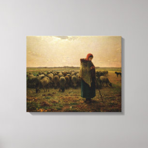 Impressão Em Tela Shepherdess com seu Flock, 1863