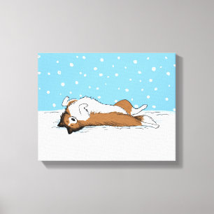 Impressão Em Tela Shetland Sheepdog Snow Dog Sheltie Winter Holiday