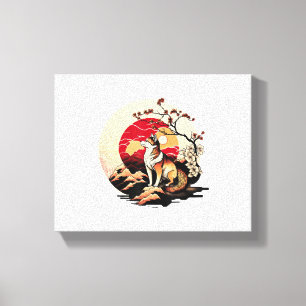 Impressão Em Tela Shiba Inu Dog Sunset Ukiyo e Style