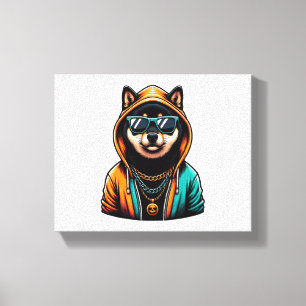 Impressão Em Tela Shiba Inu em Streetwear Hoodie