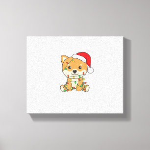Impressão Em Tela Shiba Inu Feliz Natal Cachorros Natal