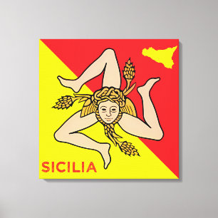 Impressão Em Tela Sicília Bandeira Siciliana da Sicília Trinacria Al