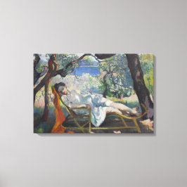 Impressão Em Tela Siesta (Mulher Relaxando em Jardim Mediterrâneo)