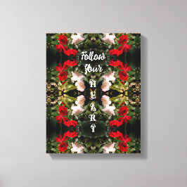 Impressão Em Tela Siga seu Abstrato de Rosa cardíaco Inspiracional