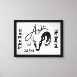 Impressão Em Tela Signo e Símbolo de Áries emoldurado